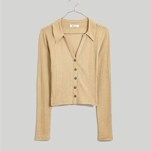 Madewell Variegated Rib V-Neck Polo Shirt Size Large NWT